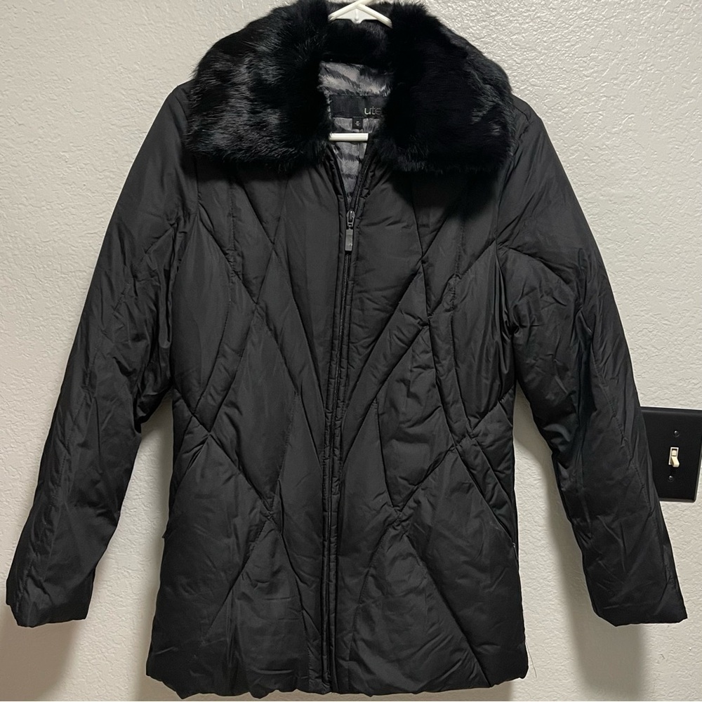 Utex Faux Fur Collar Partial Down Filled Winter Jacket Petite Small